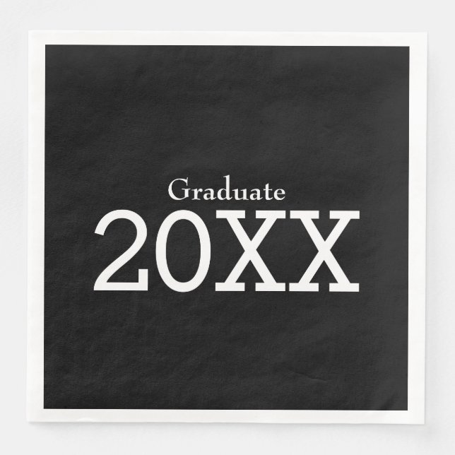 Serviette En Papier Thème de graduation Papier noir Napkin (Devant)