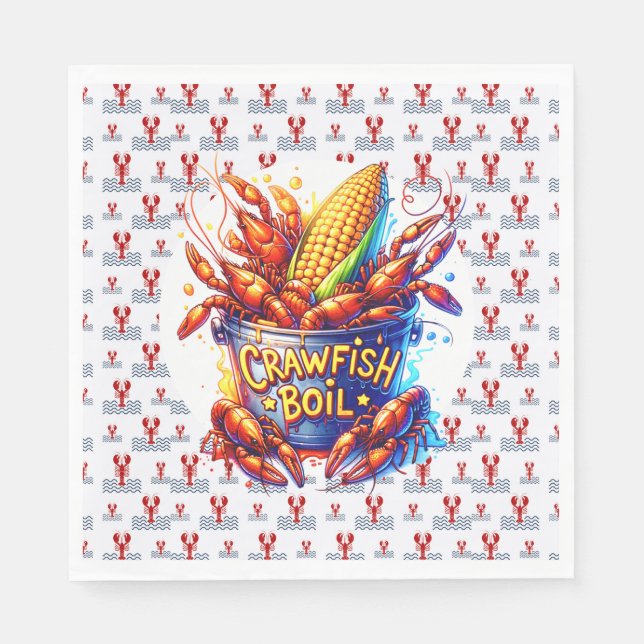 SERVIETTE EN PAPIER THÈME DE LA BOUILLE DE POISSON (Devant)