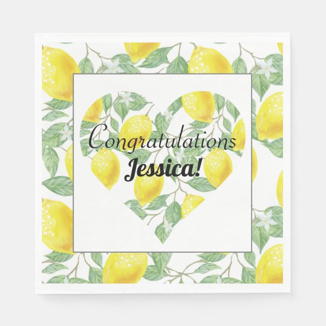Serviette En Papier Thème de la fête de fiançailles Lemon Heart Main S (Devant)