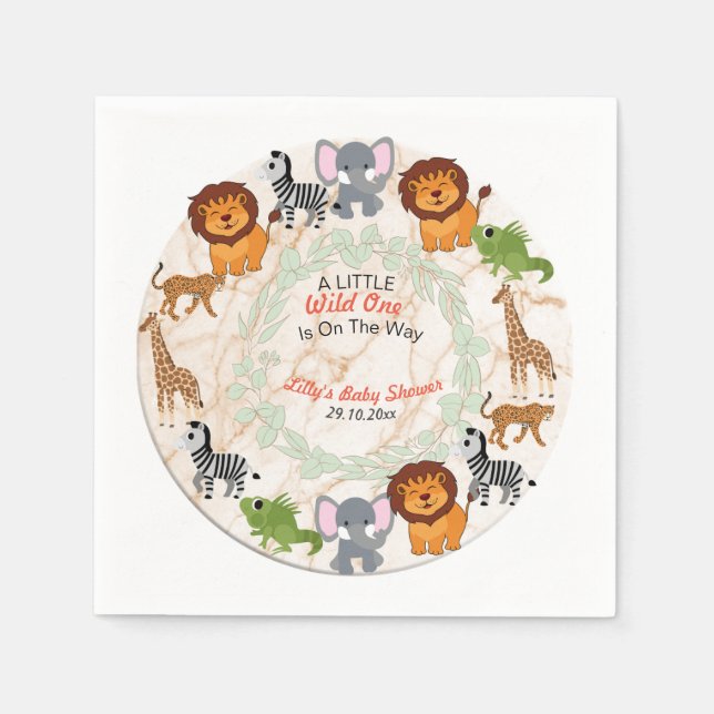 Serviette En Papier Thème de la forêt : Dans le Baby shower sauvage se (Devant)