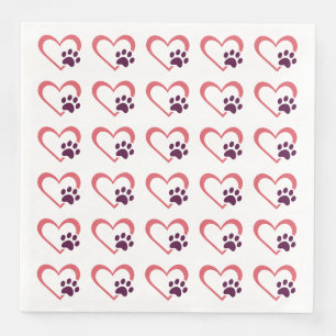 Serviette En Papier Thème de l'amour des chiens avec contour de cœur e