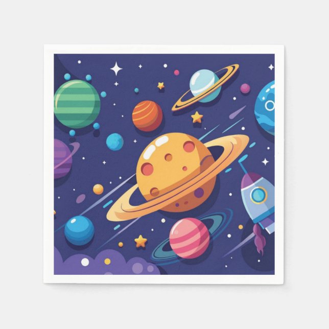 Serviette En Papier Thème de l'espace et des planètes (Devant)