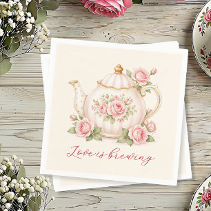 Serviette En Papier Thème de mariage Baby Shower Fleurs aquarelles ros