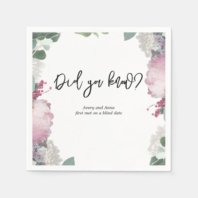 Serviette En Papier Thème de mariage floral (Devant)