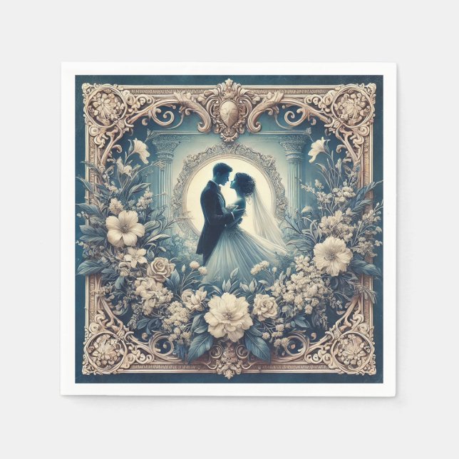 Serviette En Papier Thème de mariage floral complexe (Devant)