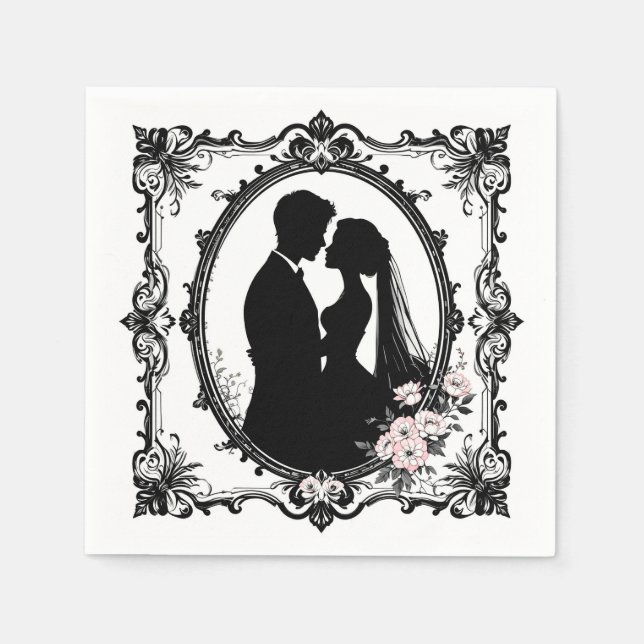 Serviette En Papier Thème de mariage floral complexe (Devant)
