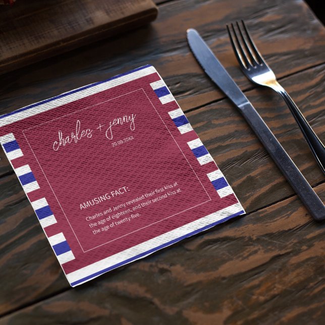 Serviette En Papier Thème de mariage Royal Rouge et Bleu (Let your tissues too speak more about your theme.)