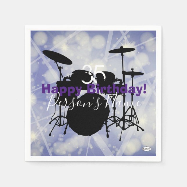 Serviette En Papier Thème de nappe d'anniversaire de batteur HAMbWG (Devant)