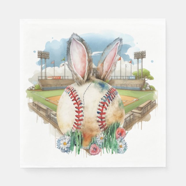 Serviette En Papier Thème de Pâques baseball  (Devant)