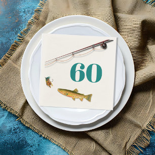 Serviette En Papier Thème de pêche à la truite pour l'anniversaire d'u