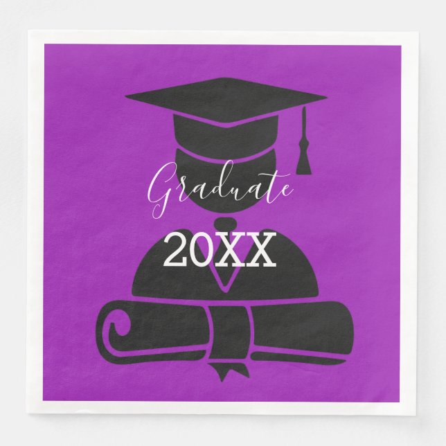 Serviette En Papier Thème de remise de diplômes Nappe en papier violet (Devant)