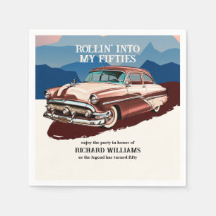 Serviette En Papier Thème de voiture classique rétro pour 50e annivers