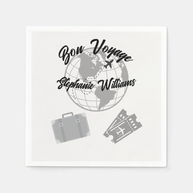 Serviette En Papier Thème de voyage pour retraite Fête d'adieu Globe  (Devant)