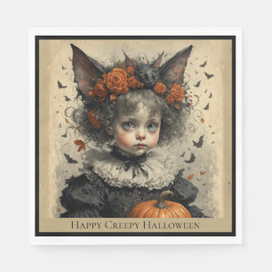 Serviette En Papier Thème d'Halloween déplaisante de fille victorienne