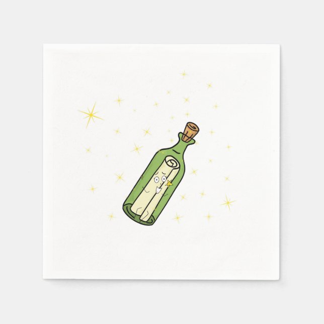 Serviette En Papier Thème du message dans une bouteille (Devant)