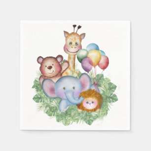 Serviette En Papier thème du train animal de la jungle mignonne