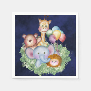 Serviette En Papier Thème du train pour animaux de la jungle