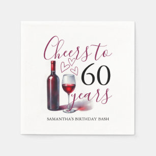 Serviette En Papier Thème du vin 60ème anniversaire Cocktail Napkins