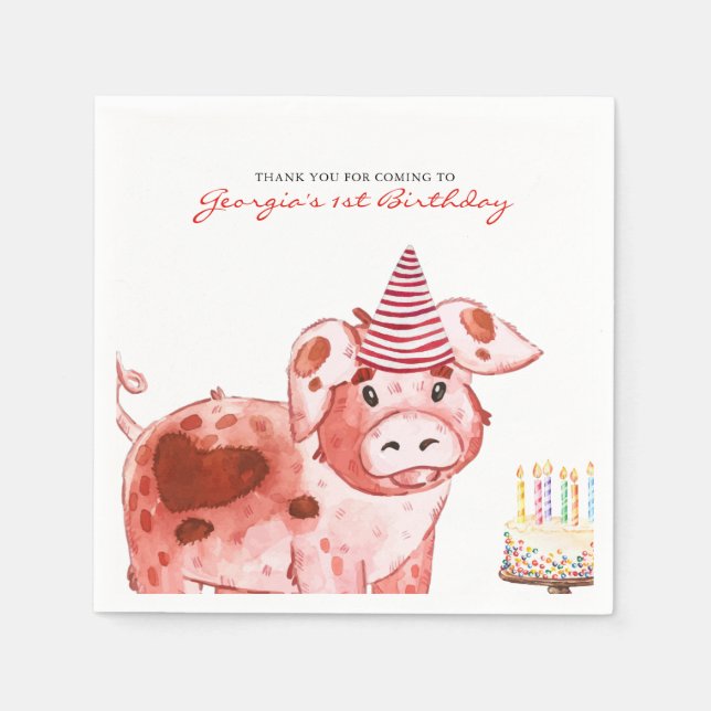 Serviette En Papier Thème Ferme | Serviettes pour fête d'anniversaire  (Devant)