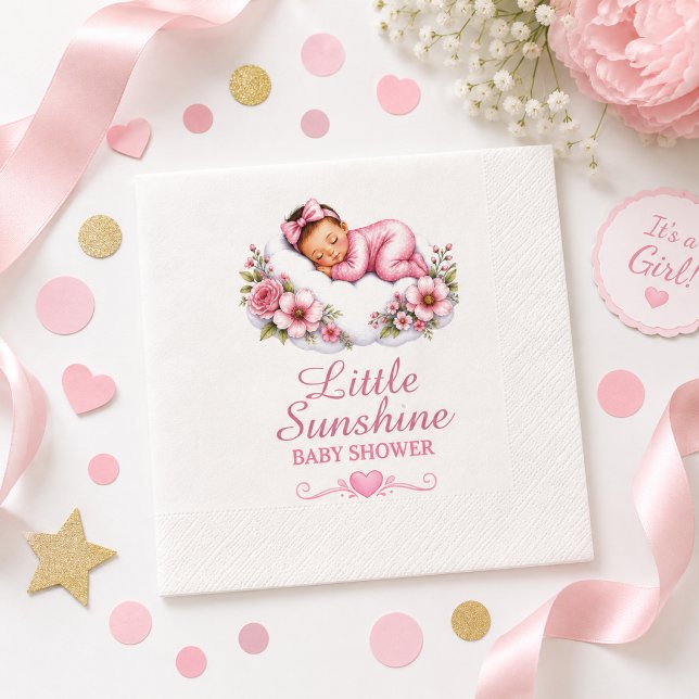 Serviette En Papier Thème Fleur de Nuage de Bébé Endormi Rêveur (Créateur téléchargé)