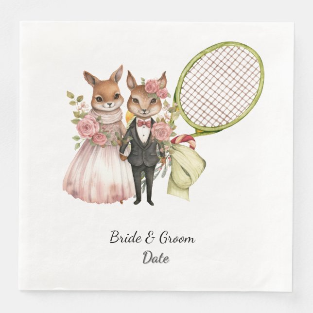 Serviette En Papier Thème Mariage de tennis (Devant)