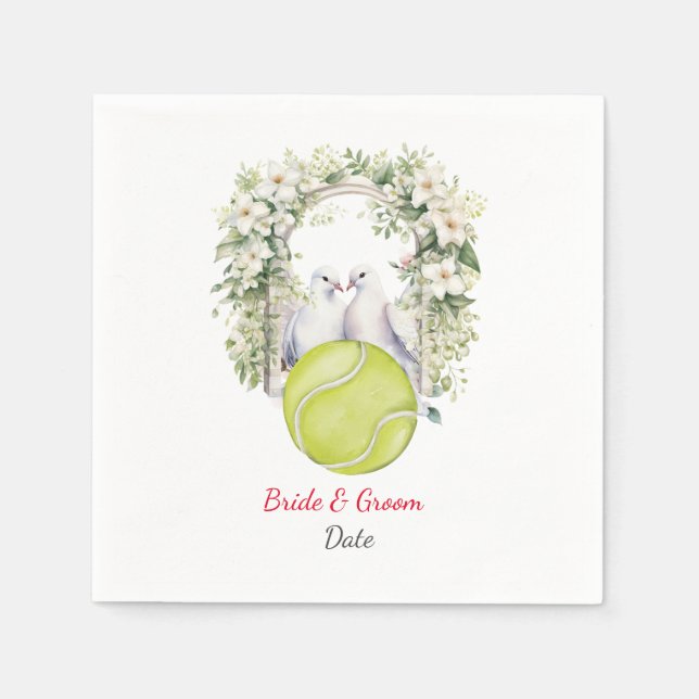 Serviette En Papier Thème Mariage de tennis (Devant)