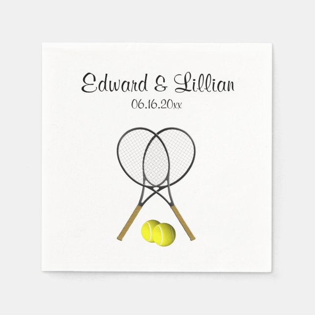 Serviette En Papier Thème Mariage de tennis Personnalisé (Devant)