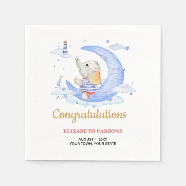 Serviette En Papier Thème Marin Fête de Naissance Garçon (Devant)