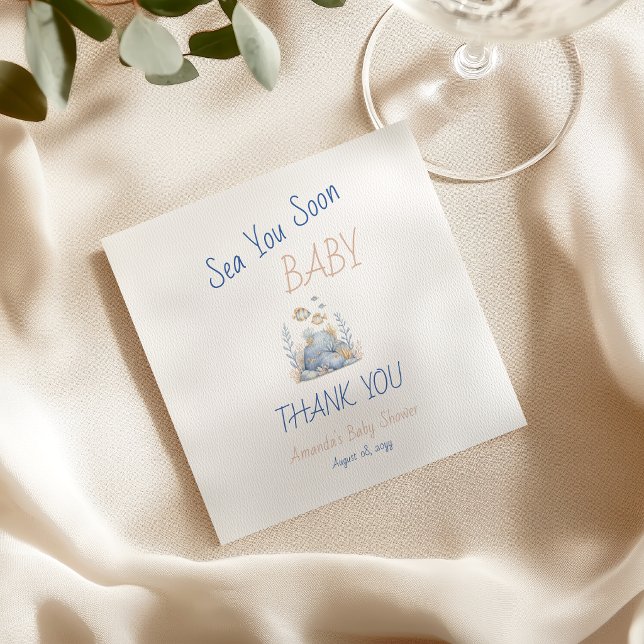 Serviette En Papier Thème Marin Sous L'Océan Bientôt Cadeaux De Bébé (Créateur téléchargé)