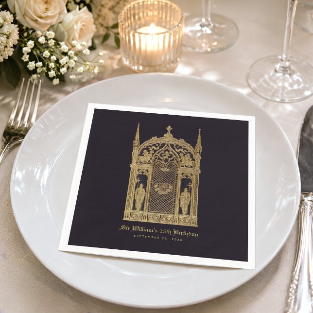 Serviette En Papier Thème Médiéval Anniversaire Chevalier Gothique Noi (Créateur téléchargé)