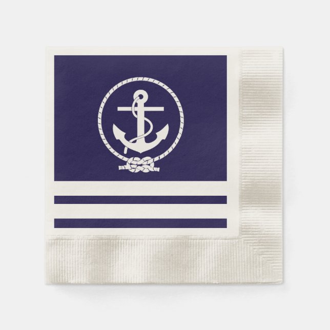 Serviette En Papier Thème nautique cool et élégant (Devant)