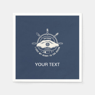 Serviette En Papier Thème nautique Marine Bleu Votre texte