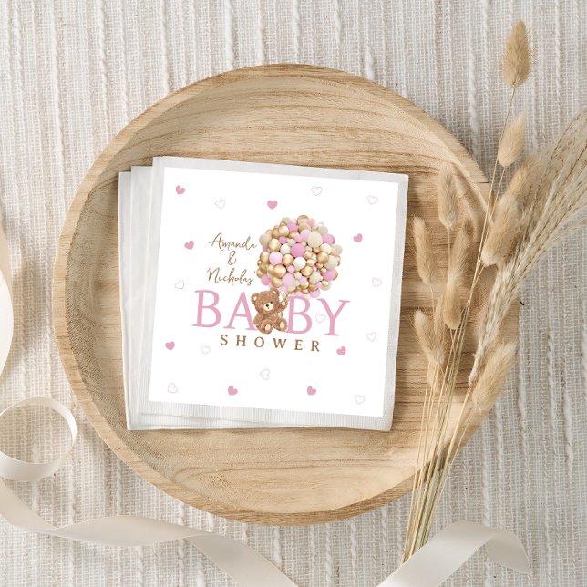 Serviette En Papier Thème ours en or rose minimal Bearly Wait (Créateur téléchargé)