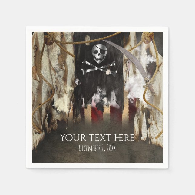 Serviette En Papier Thème Pirate Anniversaire ou Enterrement de Vie de (Devant)