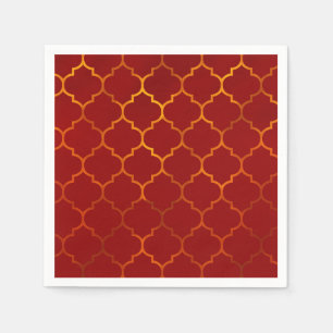 Serviette En Papier Thème Royal Indien Arabe Marocain Or Rouge Incande