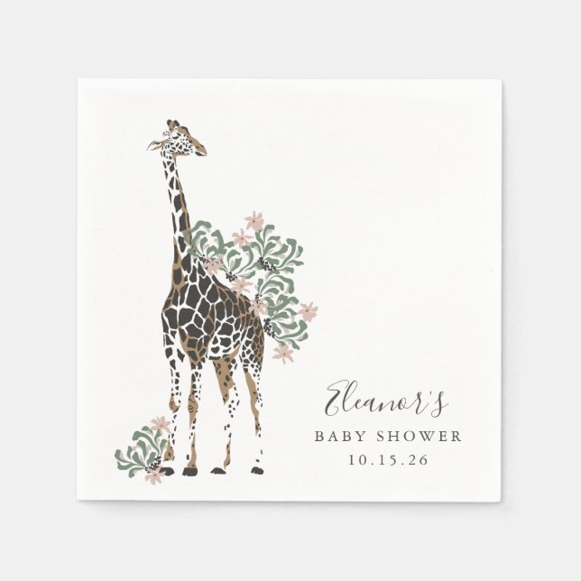 Serviette En Papier Thème Safari Aquarelle Girafe Fête Moderne de Nais (Devant)