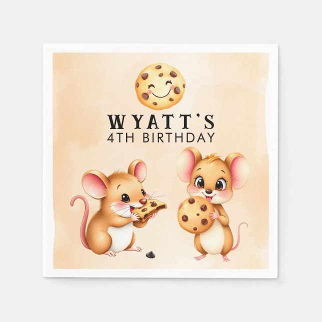 Serviette En Papier Thème Souris et Cookie Fête d'anniversaire (Devant)