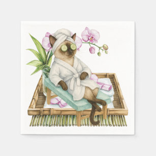 Serviette En Papier Thème spa pour les amoureux de chats siamois