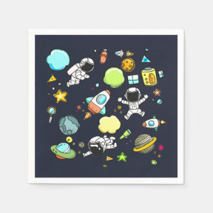 Serviette En Papier Thème spatial cool - Astronauts & Rocket Ships