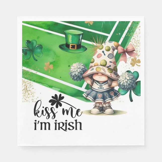 Serviette En Papier Thème tennis pour la Saint-Patrick  (Devant)