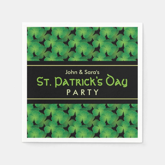 Serviette En Papier Thème Trèfle Fête de la Saint-Patrick (Devant)