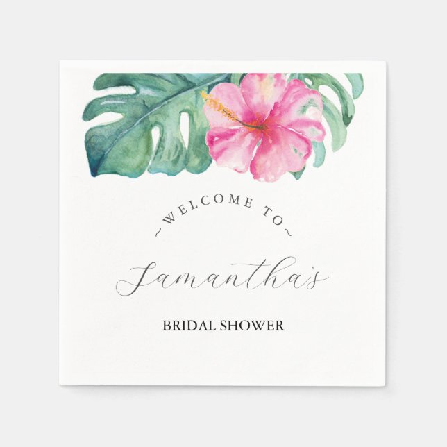 Serviette En Papier Thème tropical Fête des mariées Hibiscus Fleur (Devant)