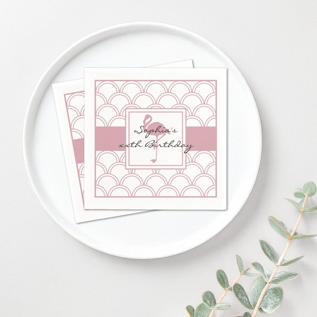 Serviette En Papier Thème vague Art déco Flamant rose fuchsia Fête sur (Créateur téléchargé)