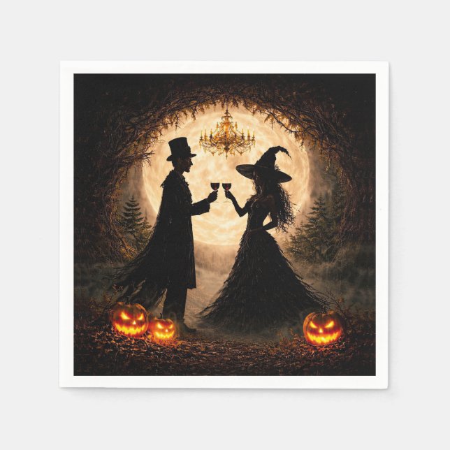 Serviette En Papier Thème vin pour soirée Halloween  (Devant)