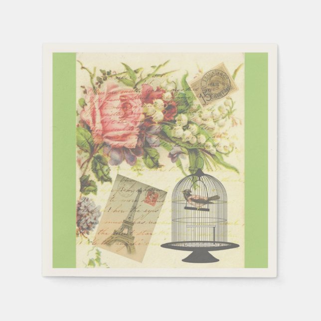 Serviette En Papier Thème Vintage Paris Papier Napkins (Devant)