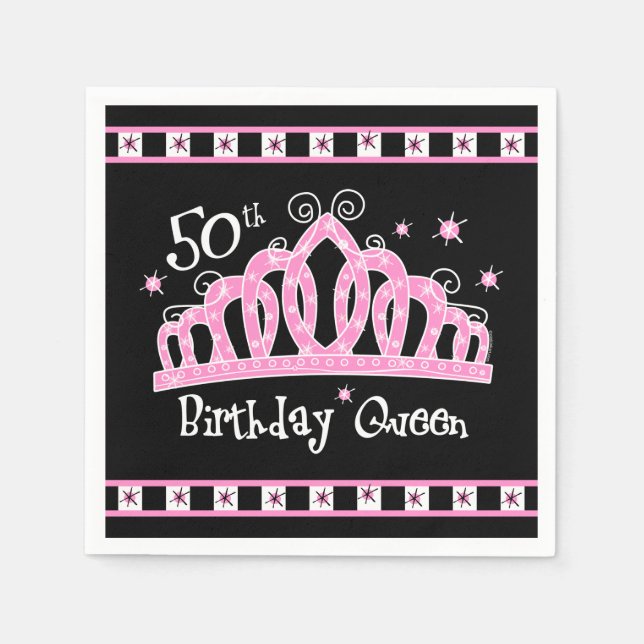 Serviette En Papier Tiara 50e Anniversaire Reine (Devant)