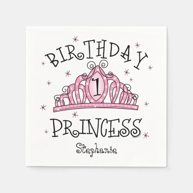 Serviette En Papier Tiara Princess 1er anniversaire (Devant)