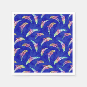 Serviette En Papier Tie Dye Animaux marins Dolphins Marlins