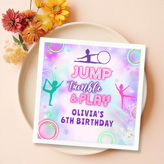 Serviette En Papier Tie Dye Gymnastique Jump Jouer Anniversaire (Créateur téléchargé)