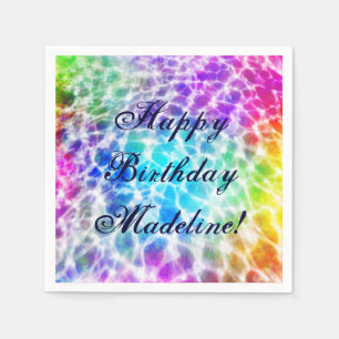 Serviette En Papier Tiedye Hippie Wavy Rainbow Effet